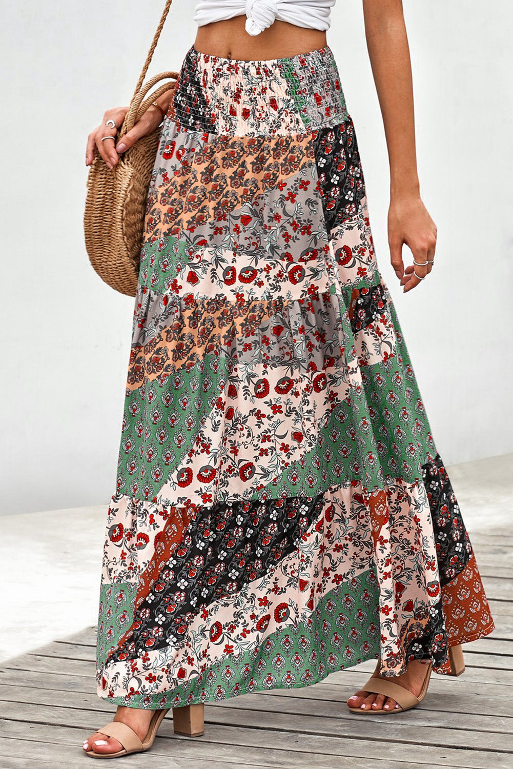 Multicolor Boho Maxi Skirt
