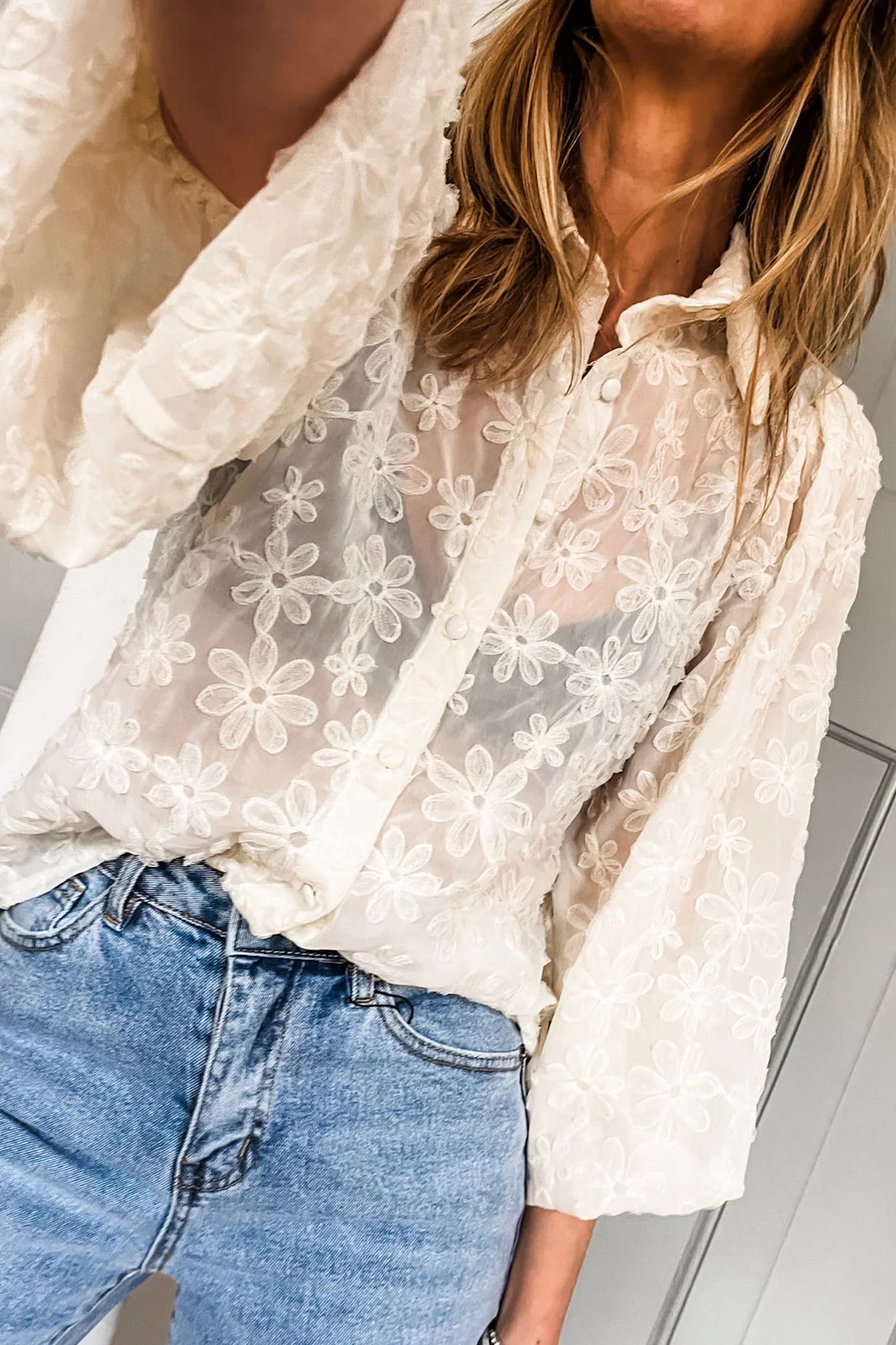 Sheer Floral Blouse