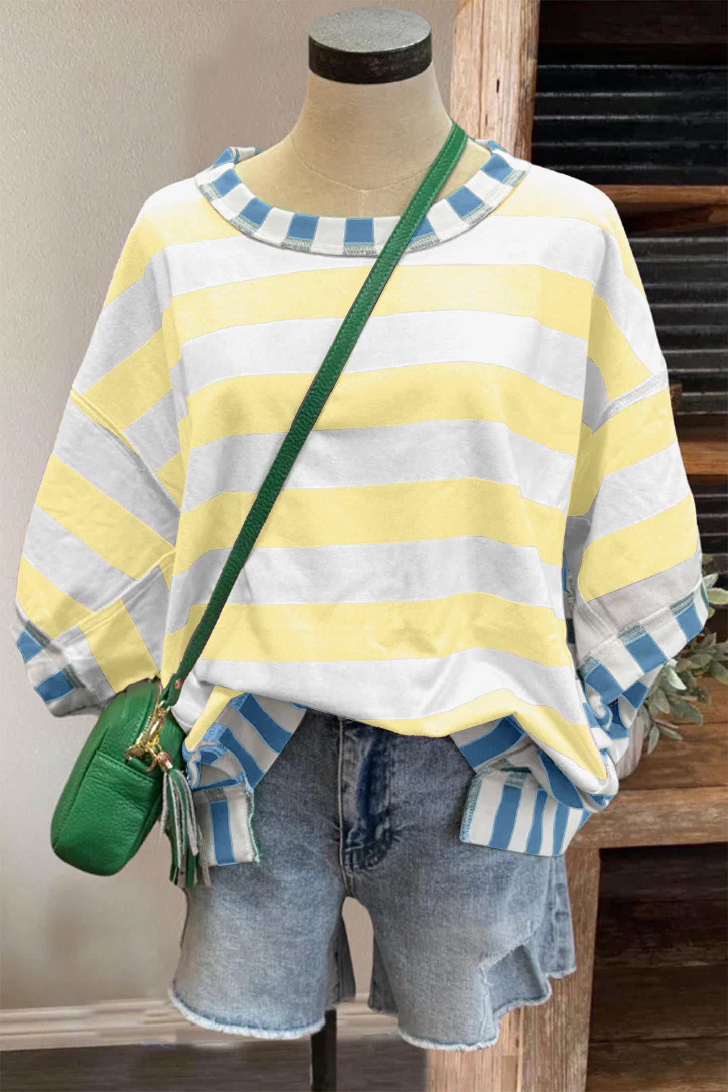 Contrast Stripe Oversized Top