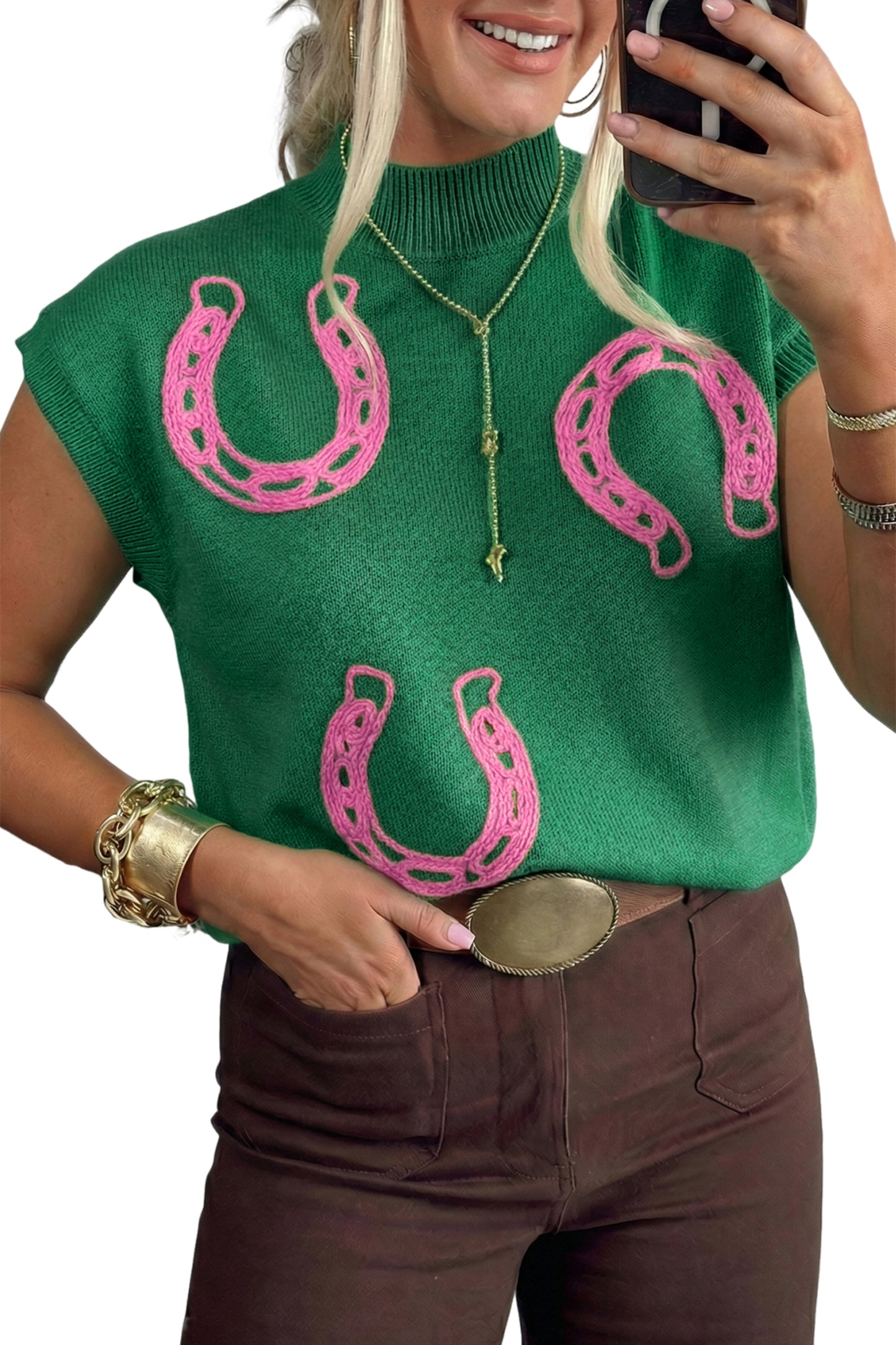 Horseshoes Mock Neck Sweater