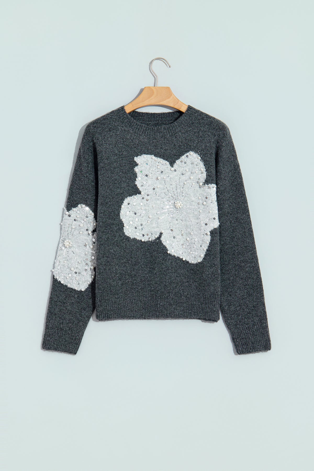 Beaded Floral Sweater