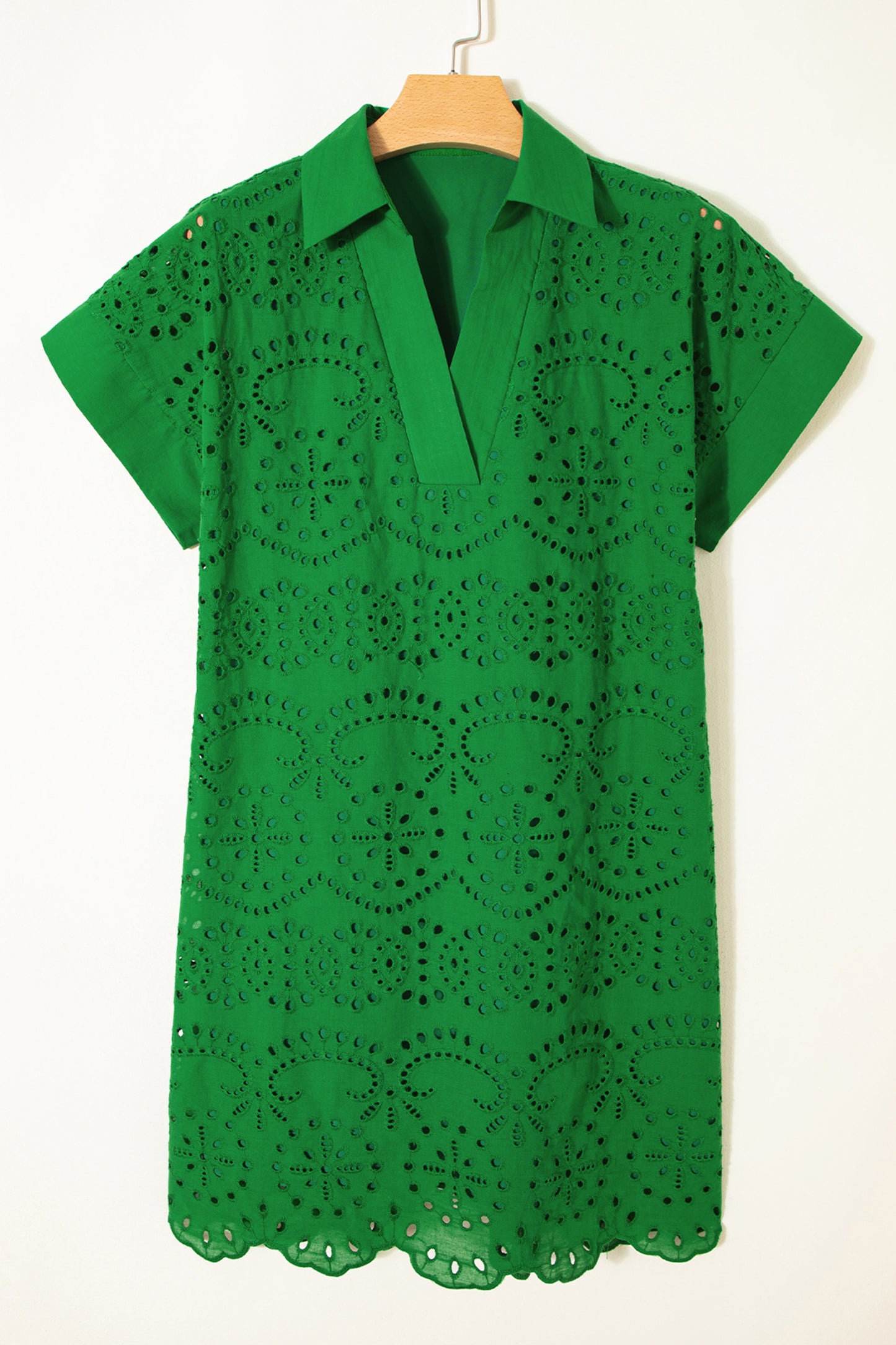 Green Eyelet Shift Dress