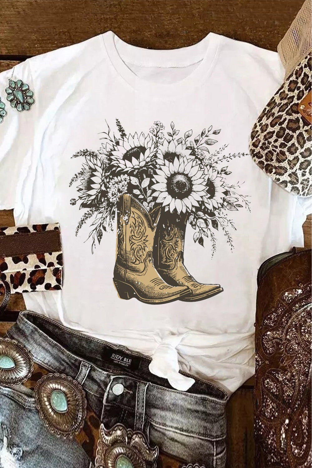Sunflower & Cowboy Boots Tee