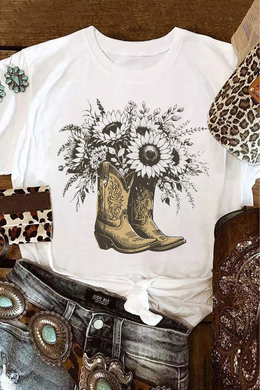 Sunflower & Cowboy Boots Tee