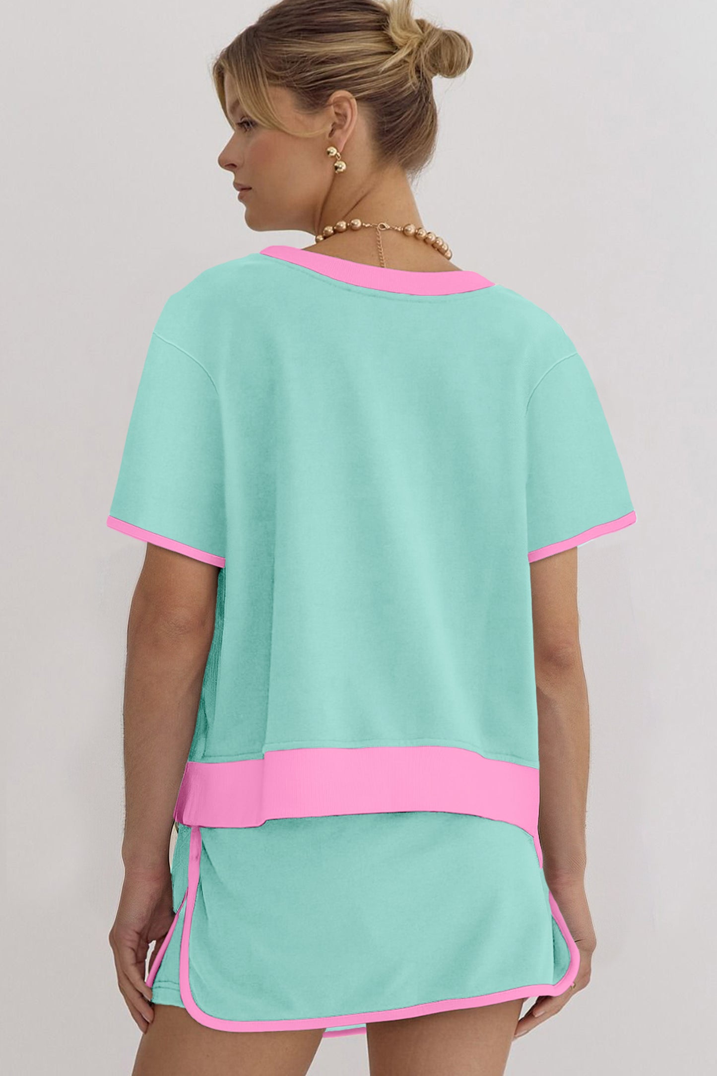 Contrast Trim Skort Set