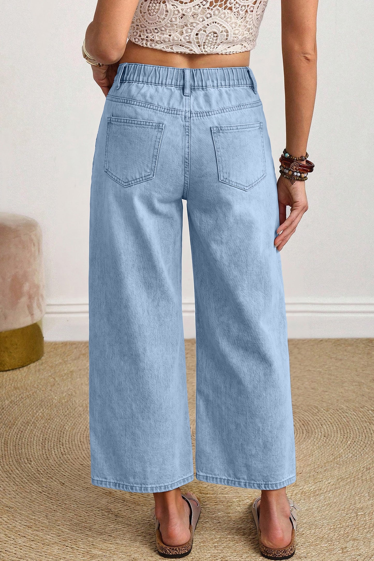 Patch Pocket Ankle-length Barrel Jeans