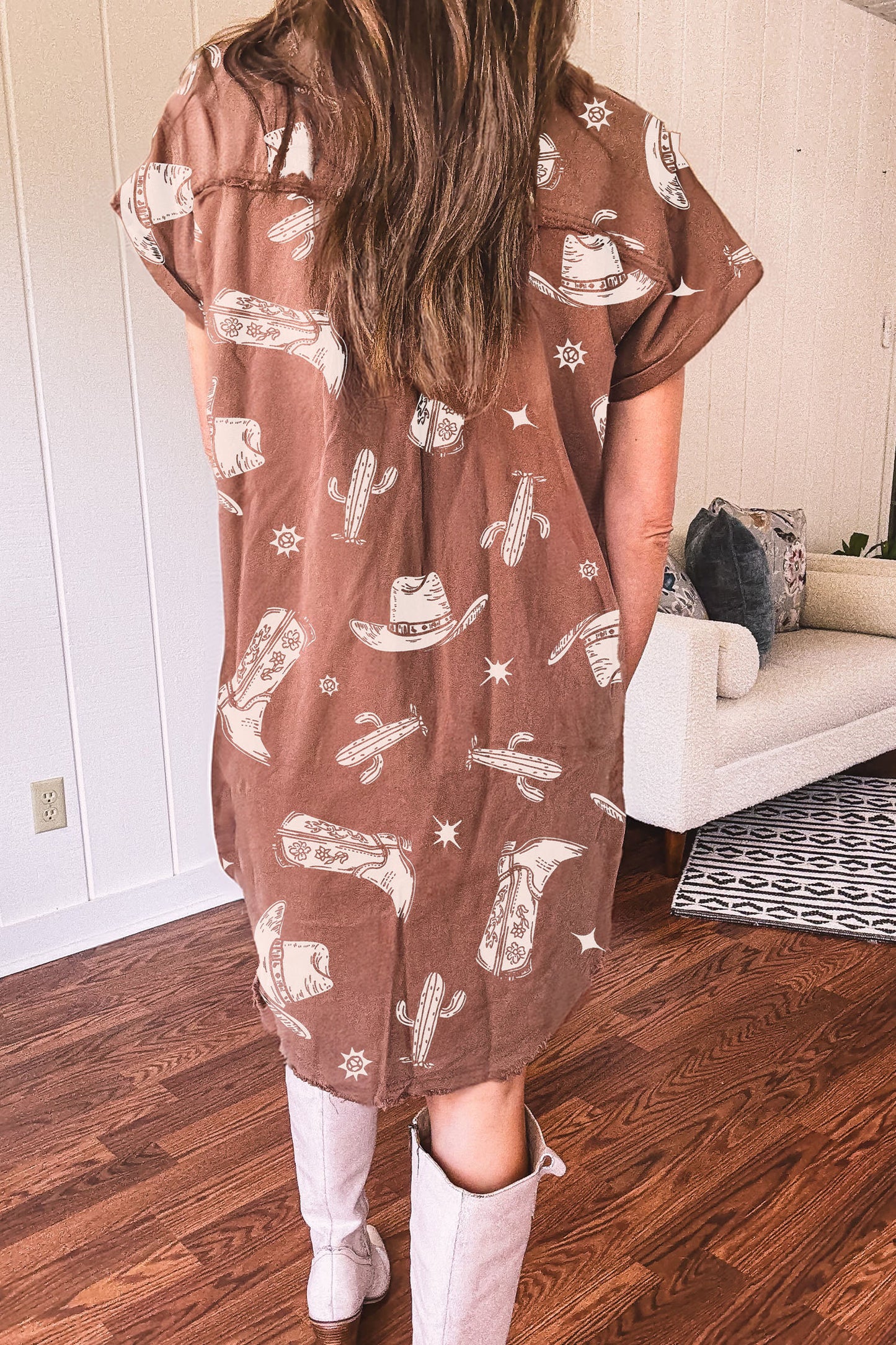 Brown Cowgirl Denim Dress