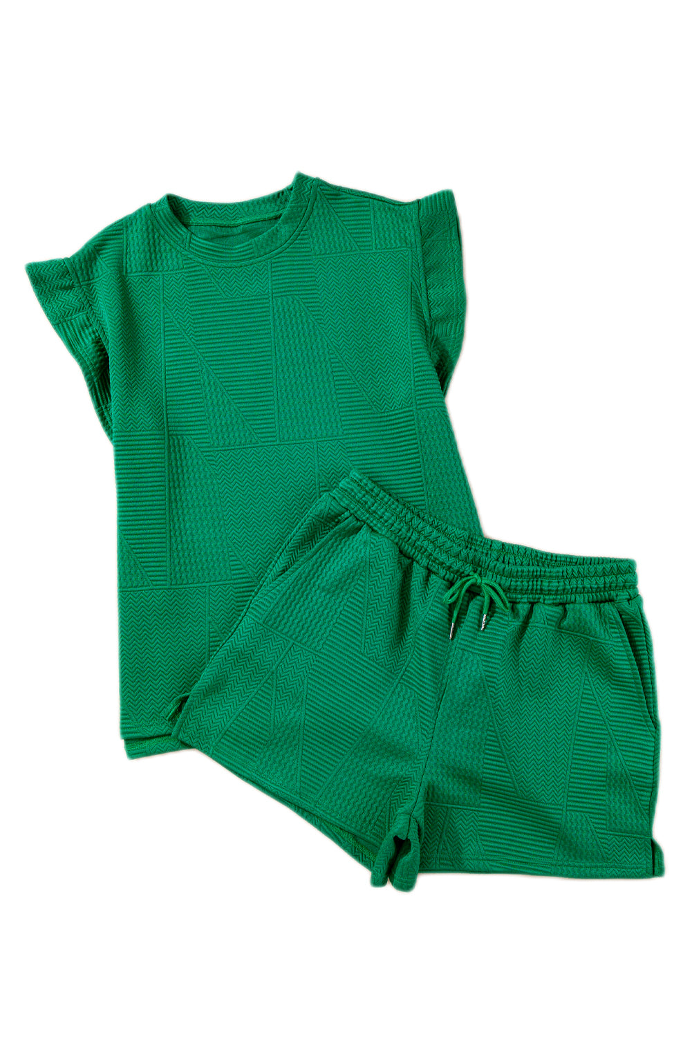 Textured Ruffle Top Shorts Set