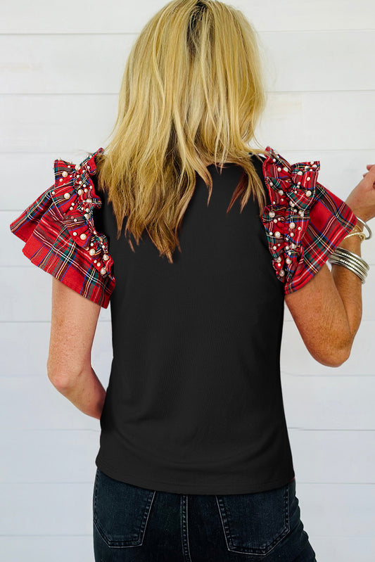 Plaid and Pearl Christmas Shirt
