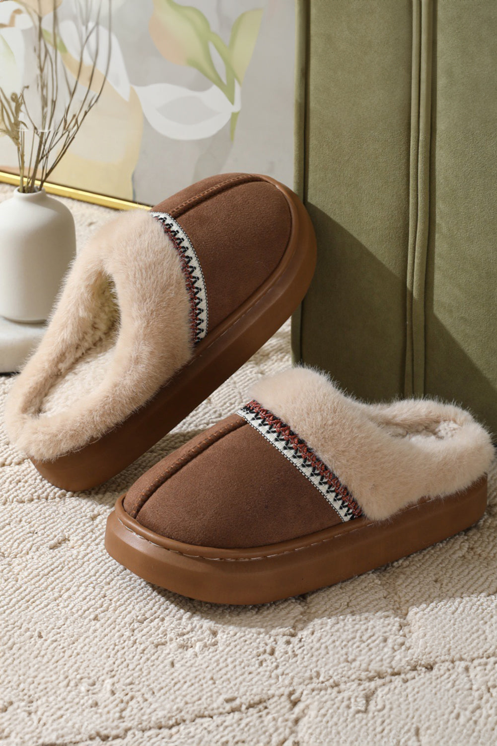 Fuzzy Platform Slippers