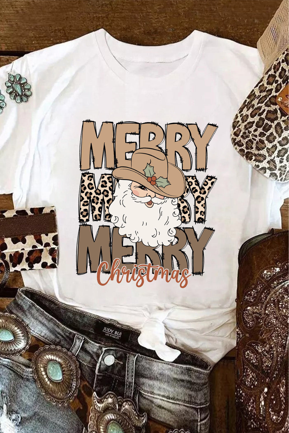 Western Santa Claus T Shirt
