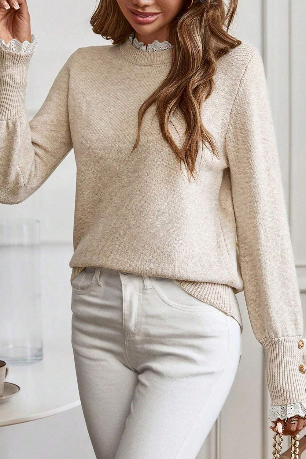 Lace Trim Sweater