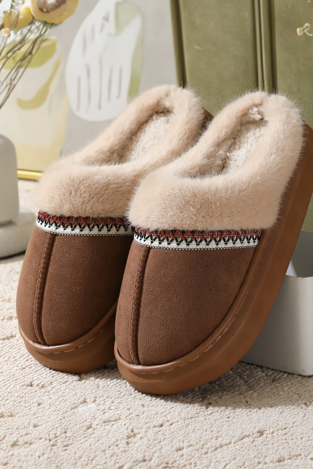 Fuzzy Platform Slippers