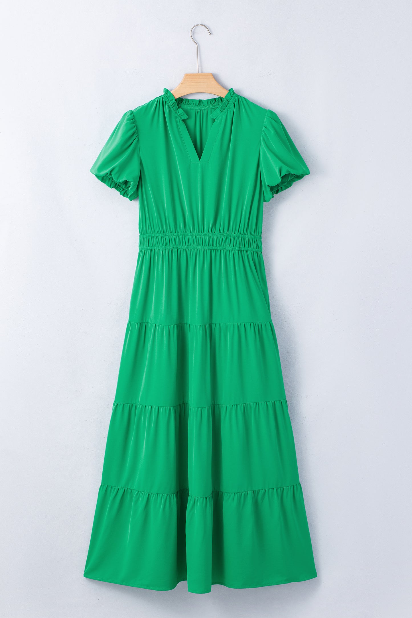 Solid Color V Neck Maxi Dress