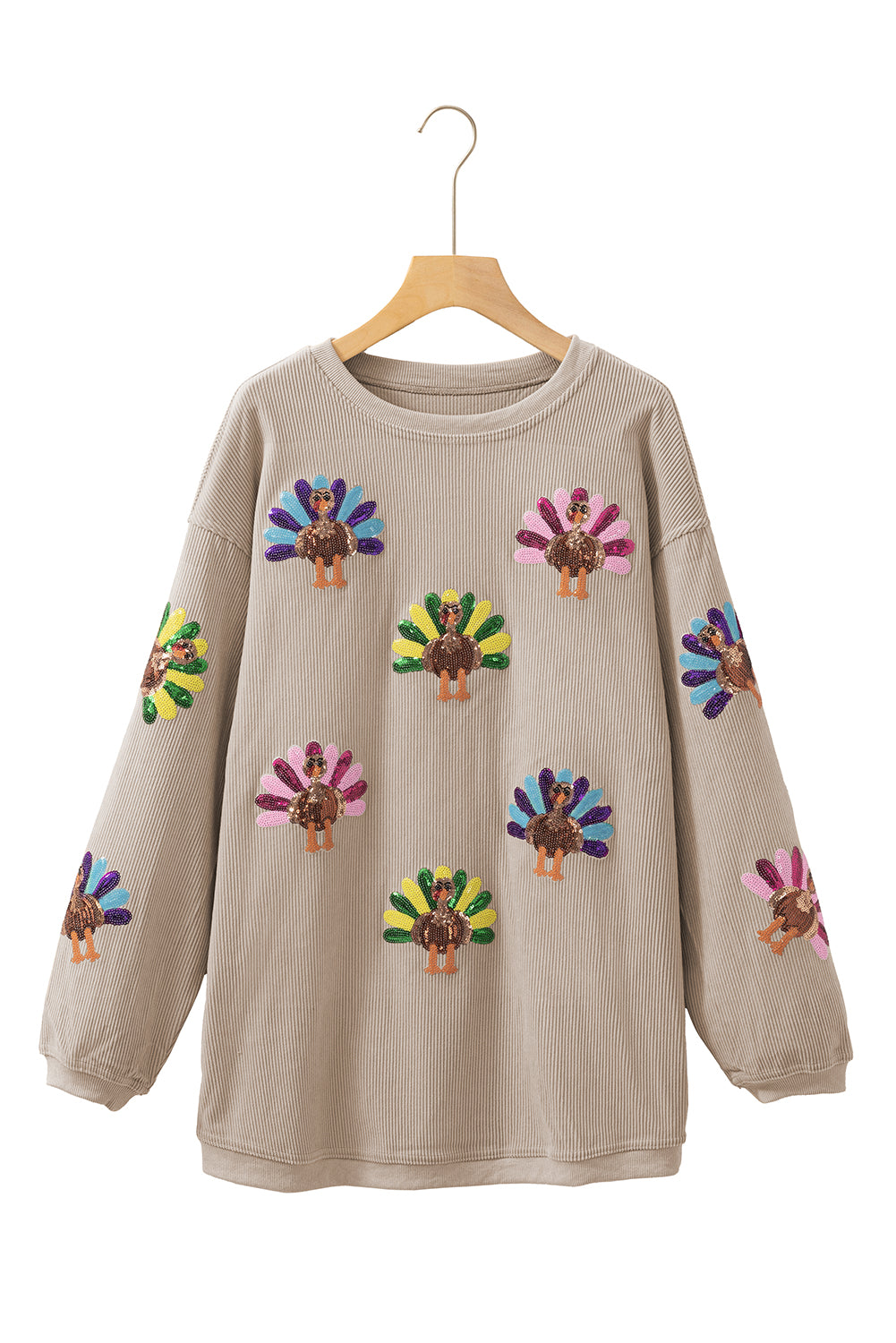 Sequin Turkey Corded Baggy Sweatshirt