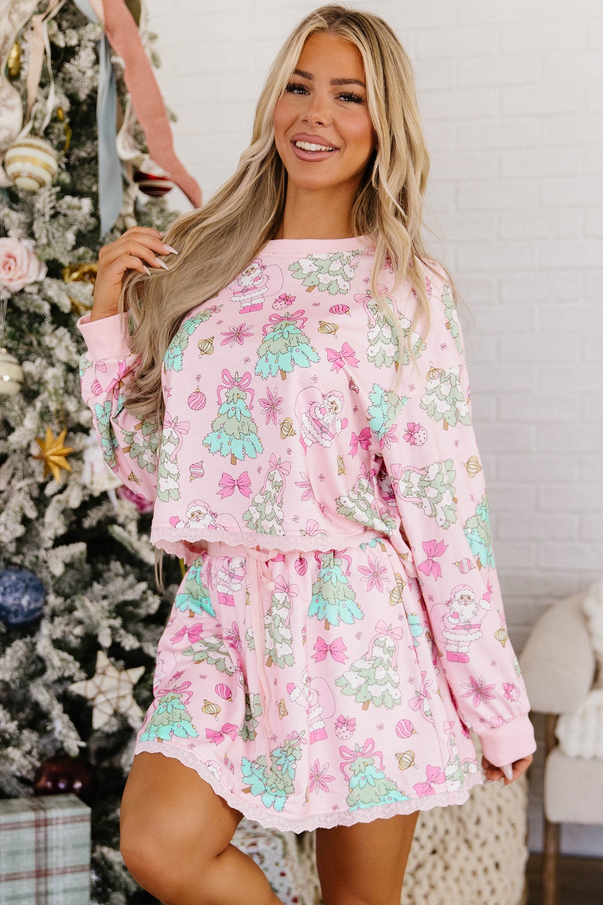 Christmas Print Skirt Set