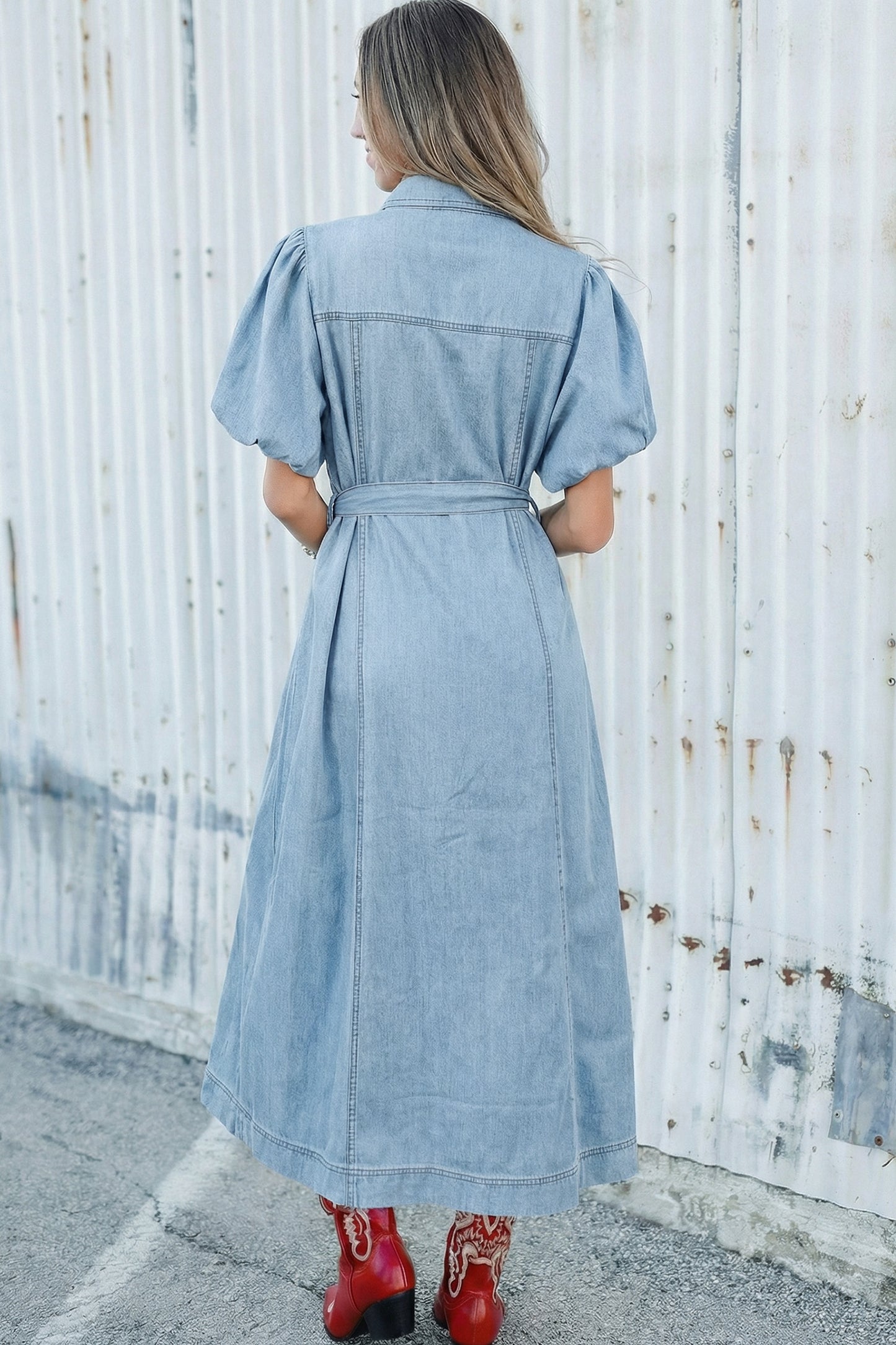 Denim Button Front Dress