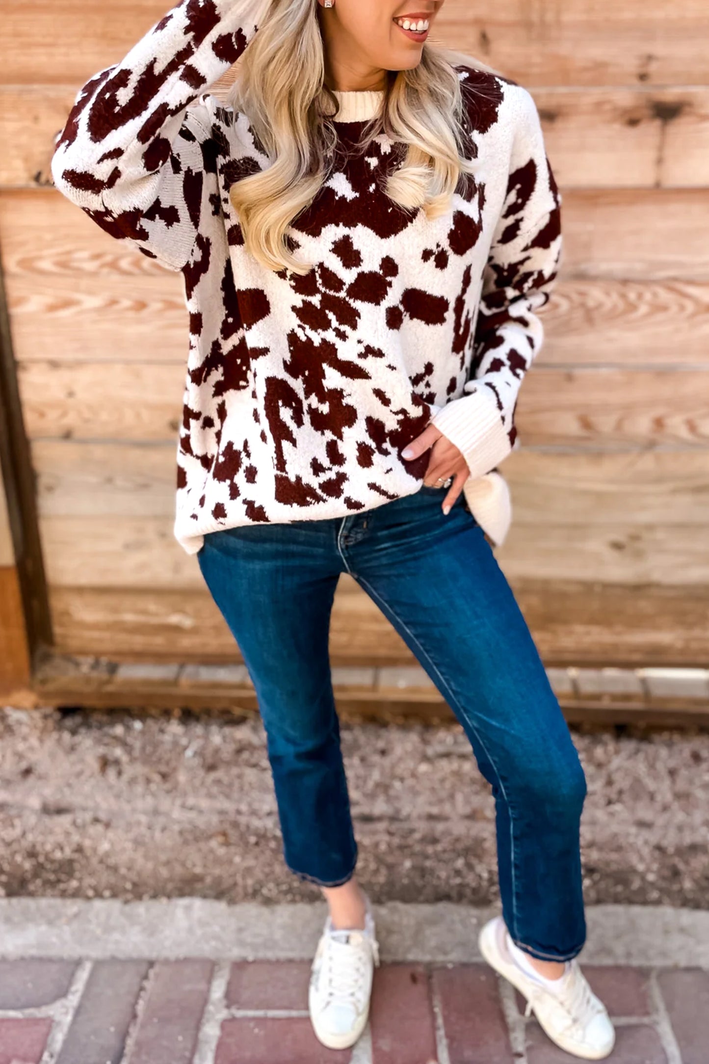 Western Print Cow Sweater