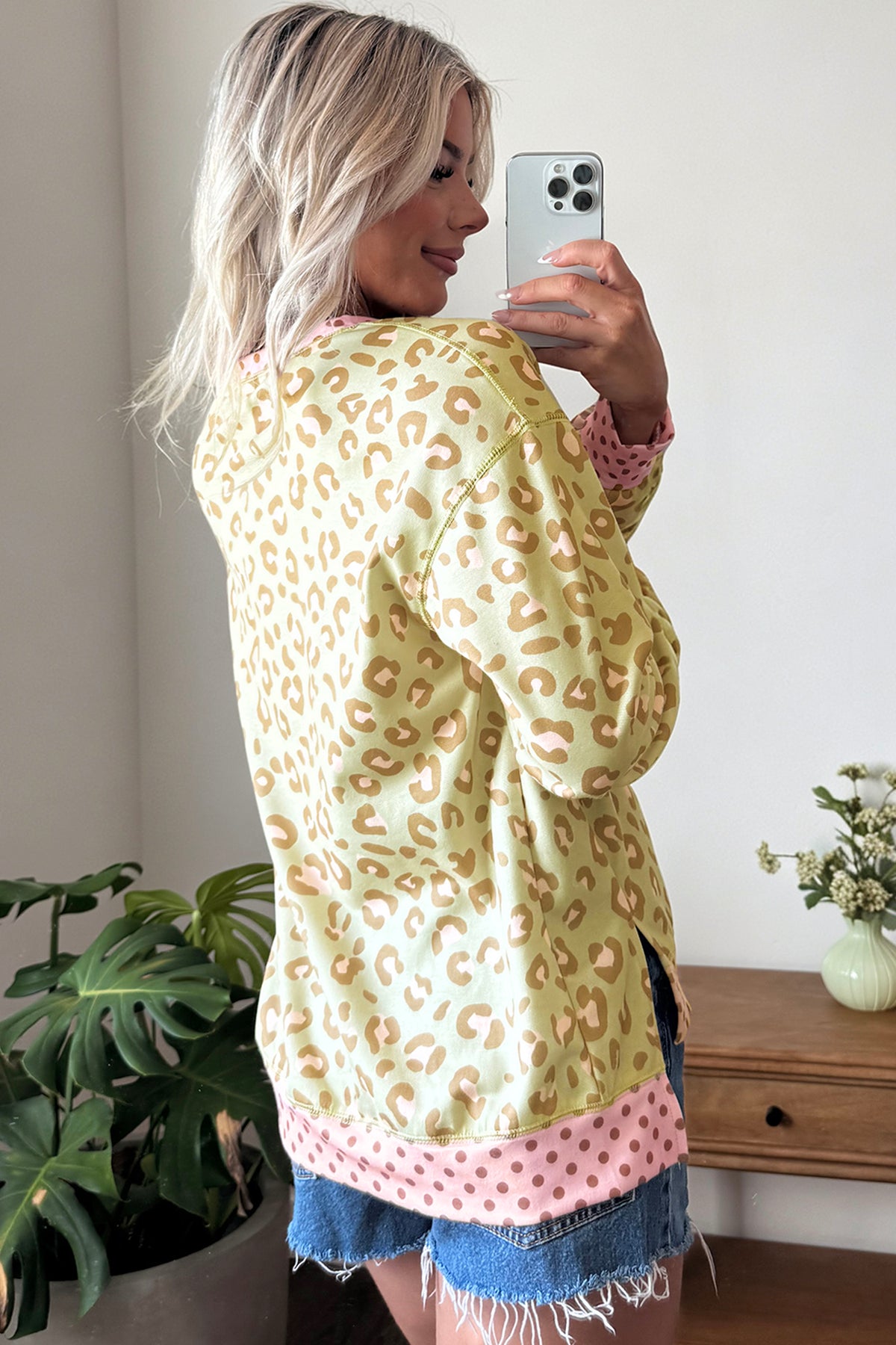 Leopard Polka Dot Trim Top