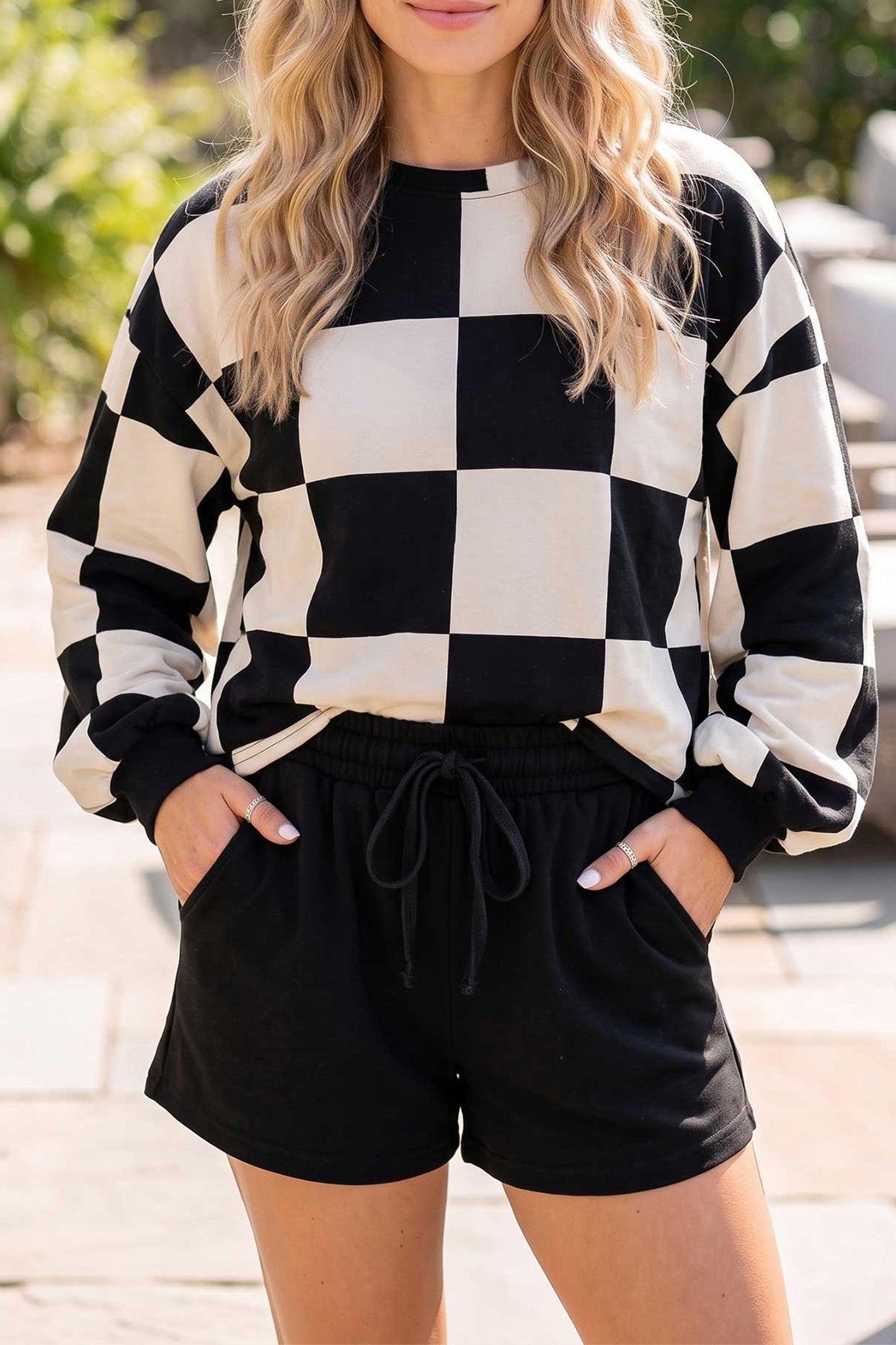 Checkered Plaid Shorts Set