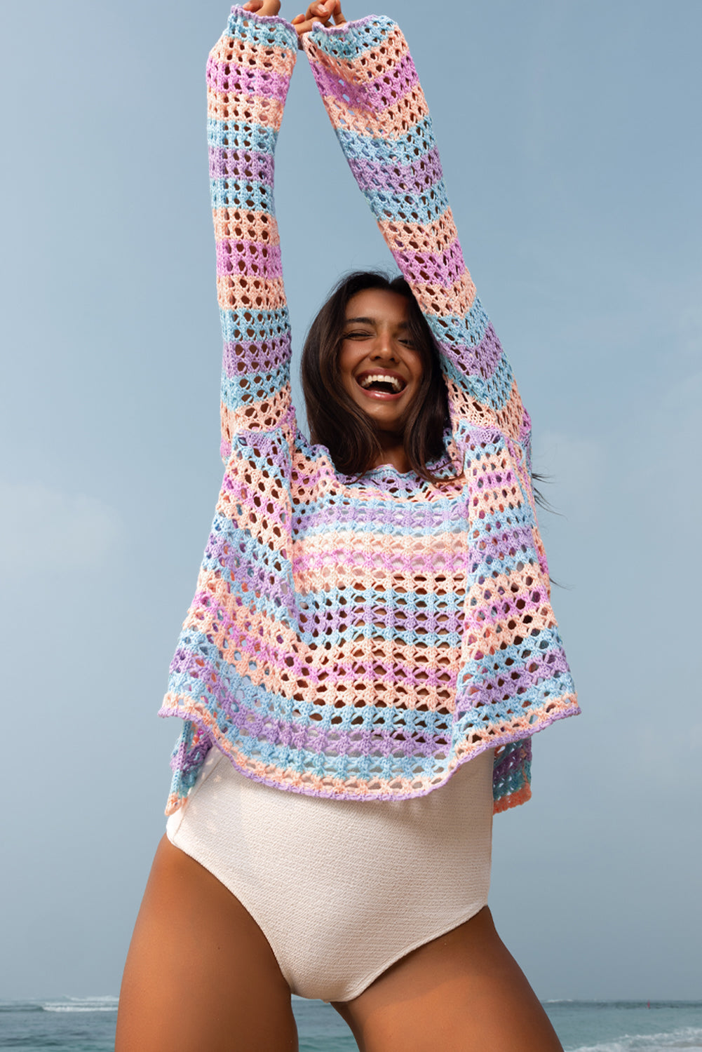 Summer Striped Crocheted Sweater