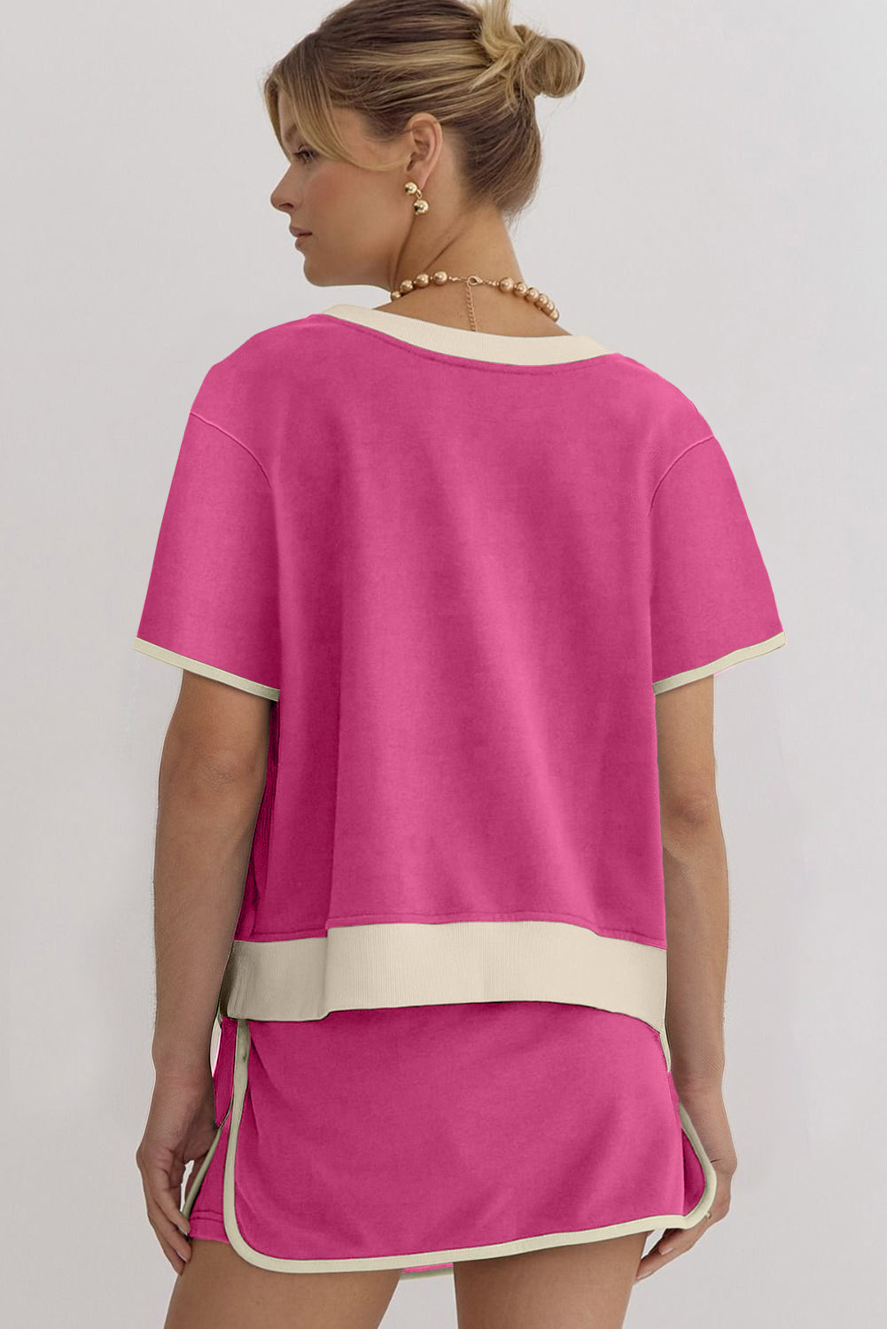 Contrast Trim Skort Set