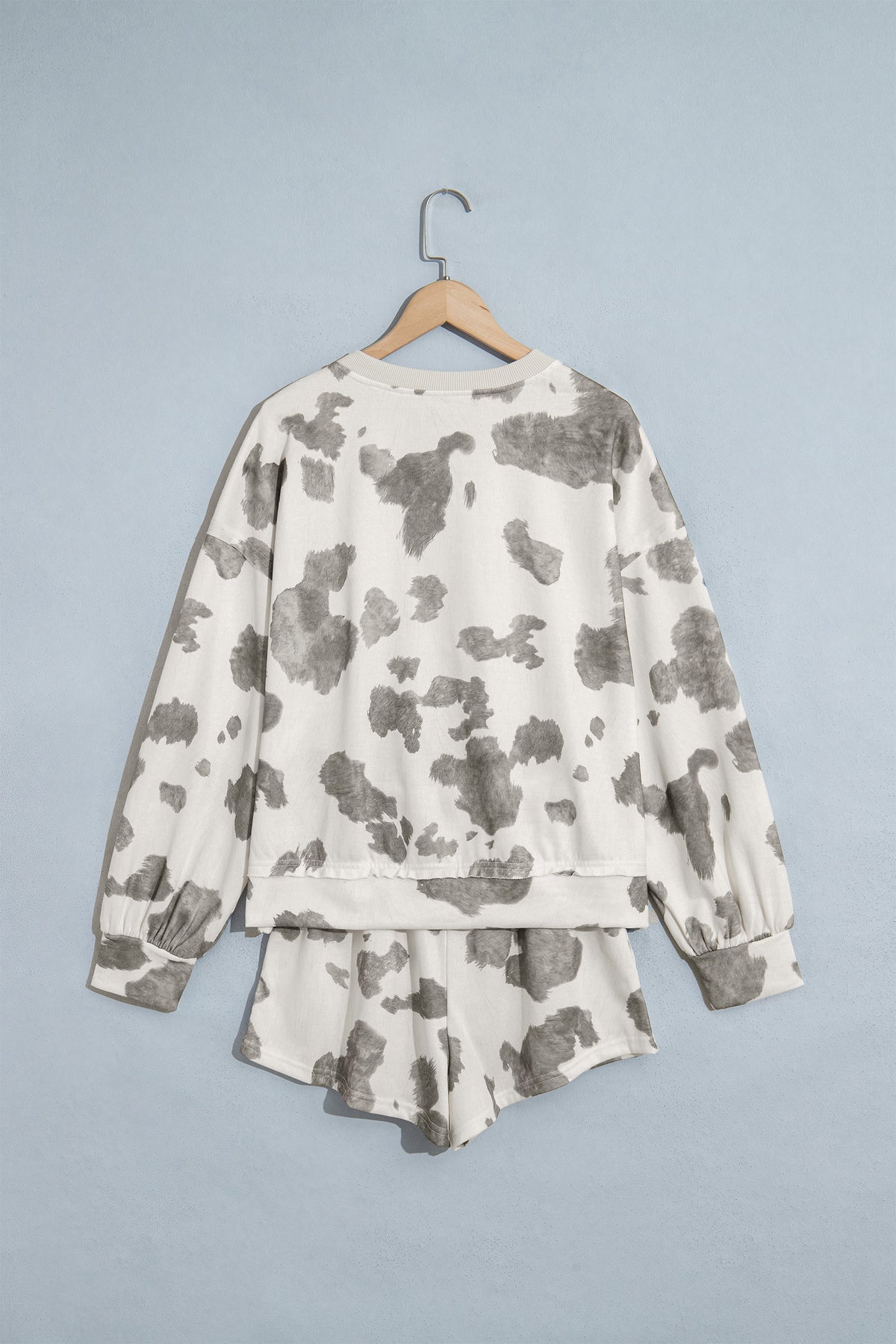 Grey Cow Print Western Two-Piece Set