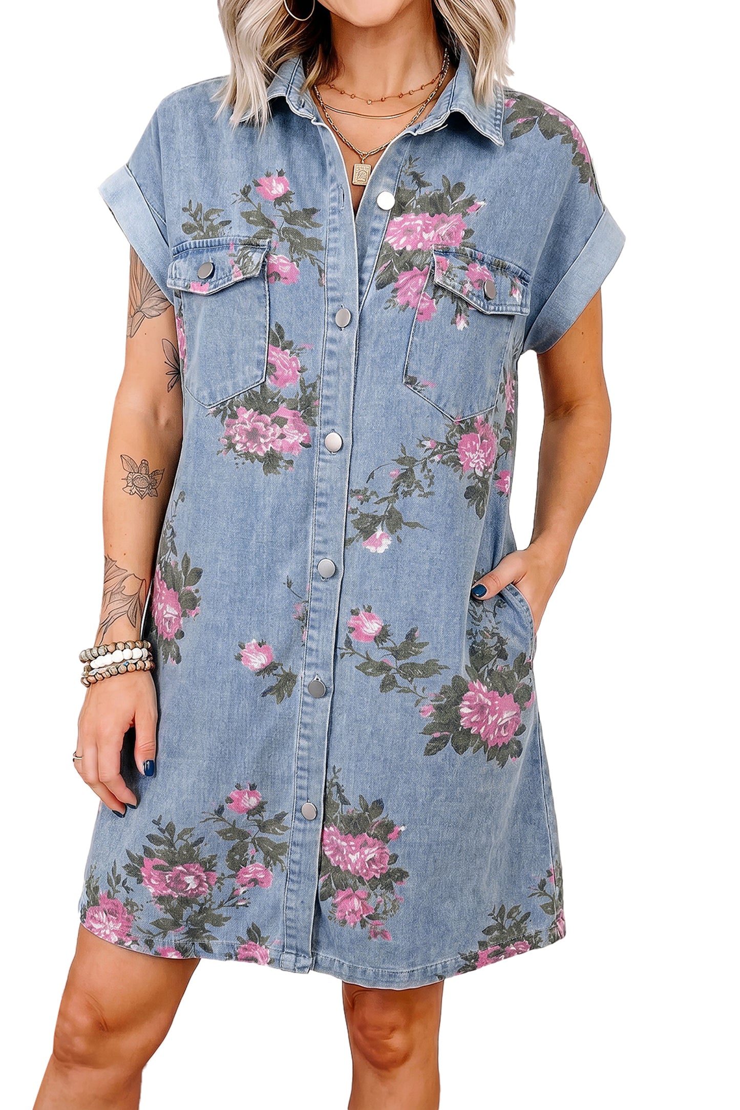 Floral Denim Dress