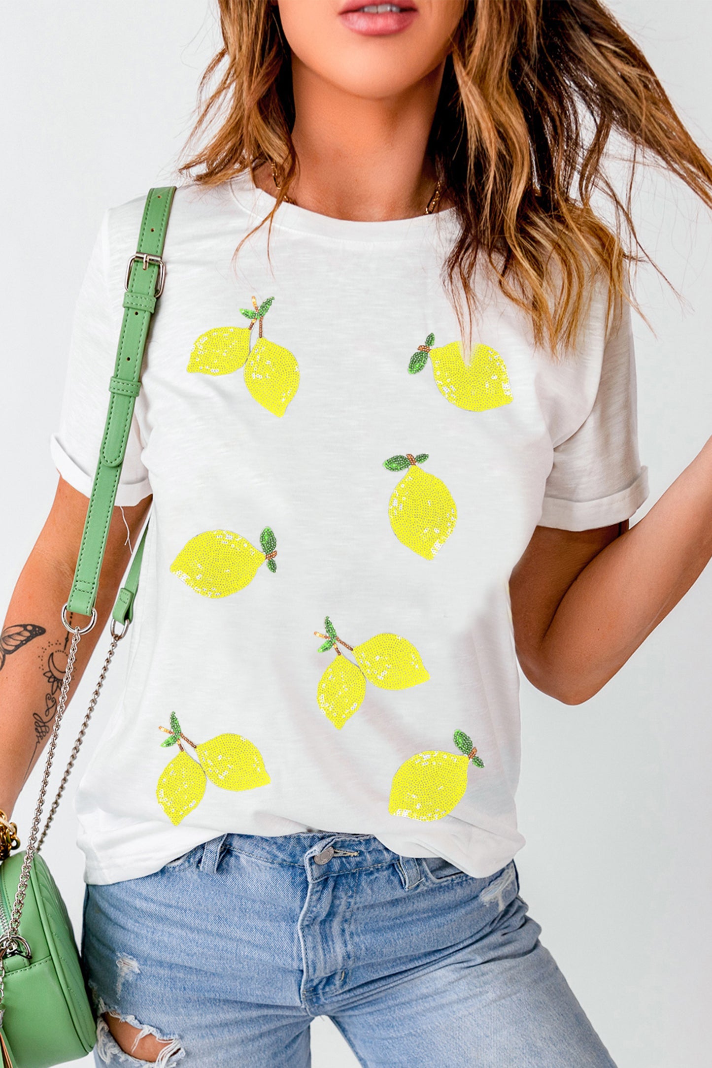 Sequin Lemon Summer Tee