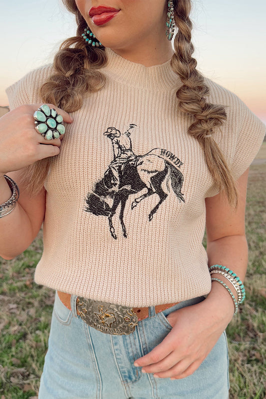 Oatmeal Cowboy Short Sleeve Sweater