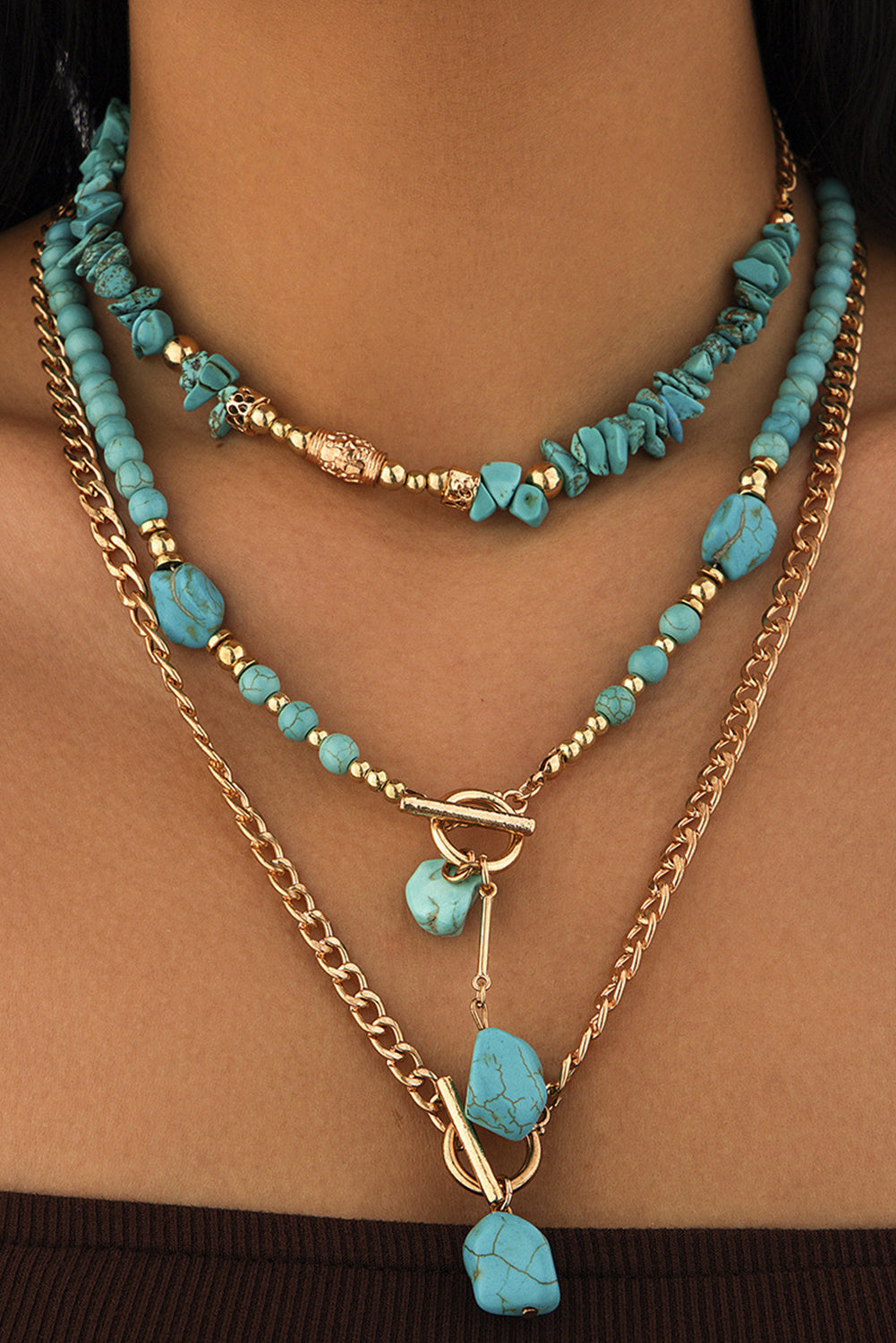 Gold and Turquoise Multi Layer Necklace