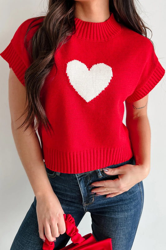 Heart Short Sleeve Sweater