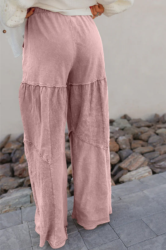 Mineral Wash Tiered Wide Leg Pants