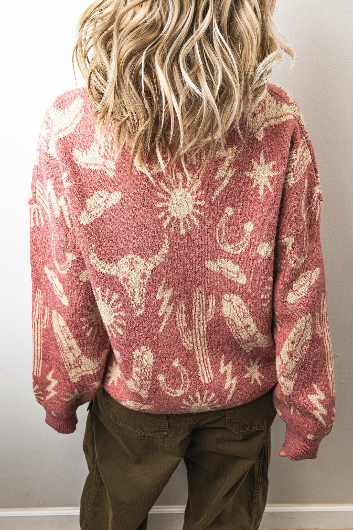 Peach Blossom Western Sweater