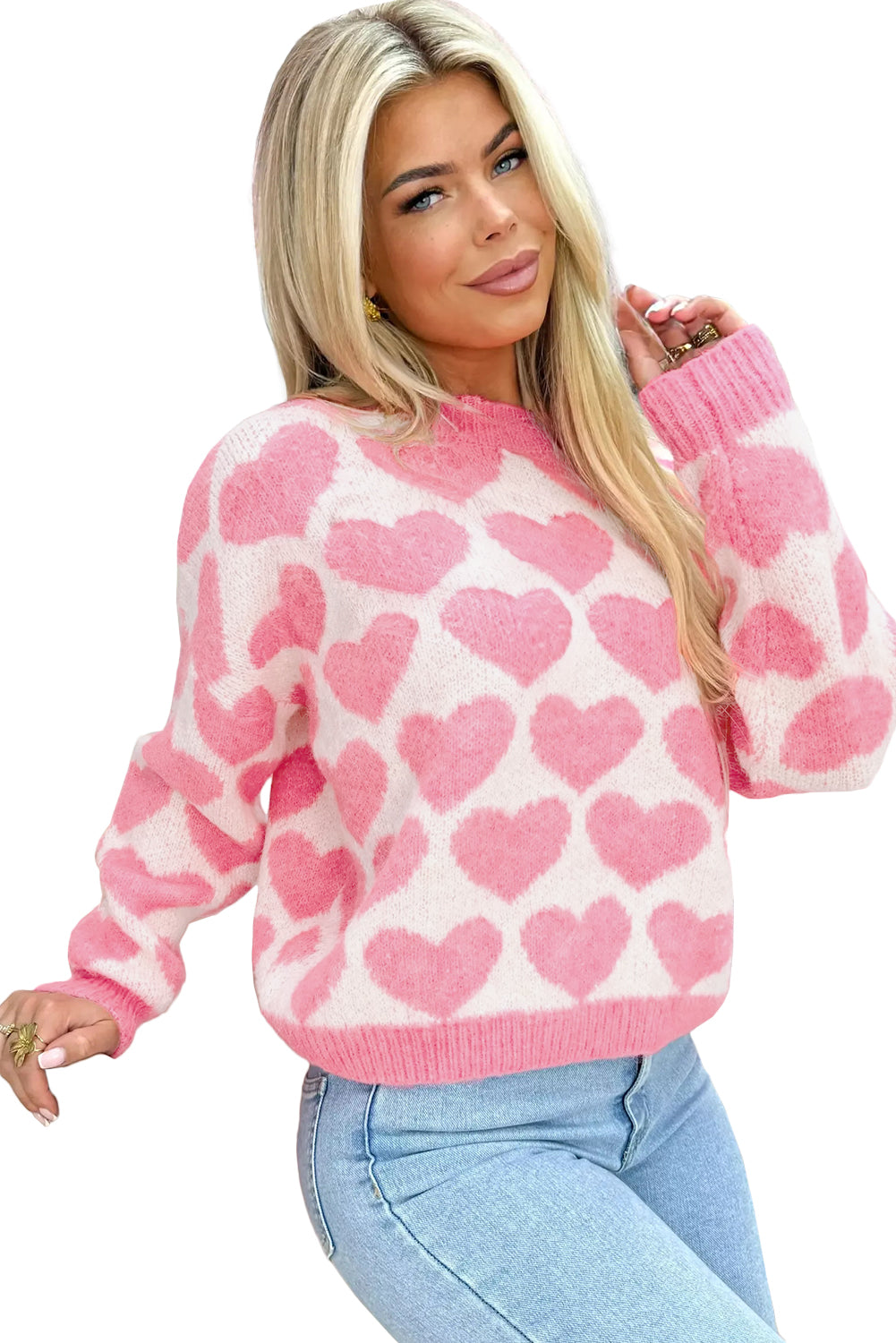 Pink Heart Valentine Knit Sweater