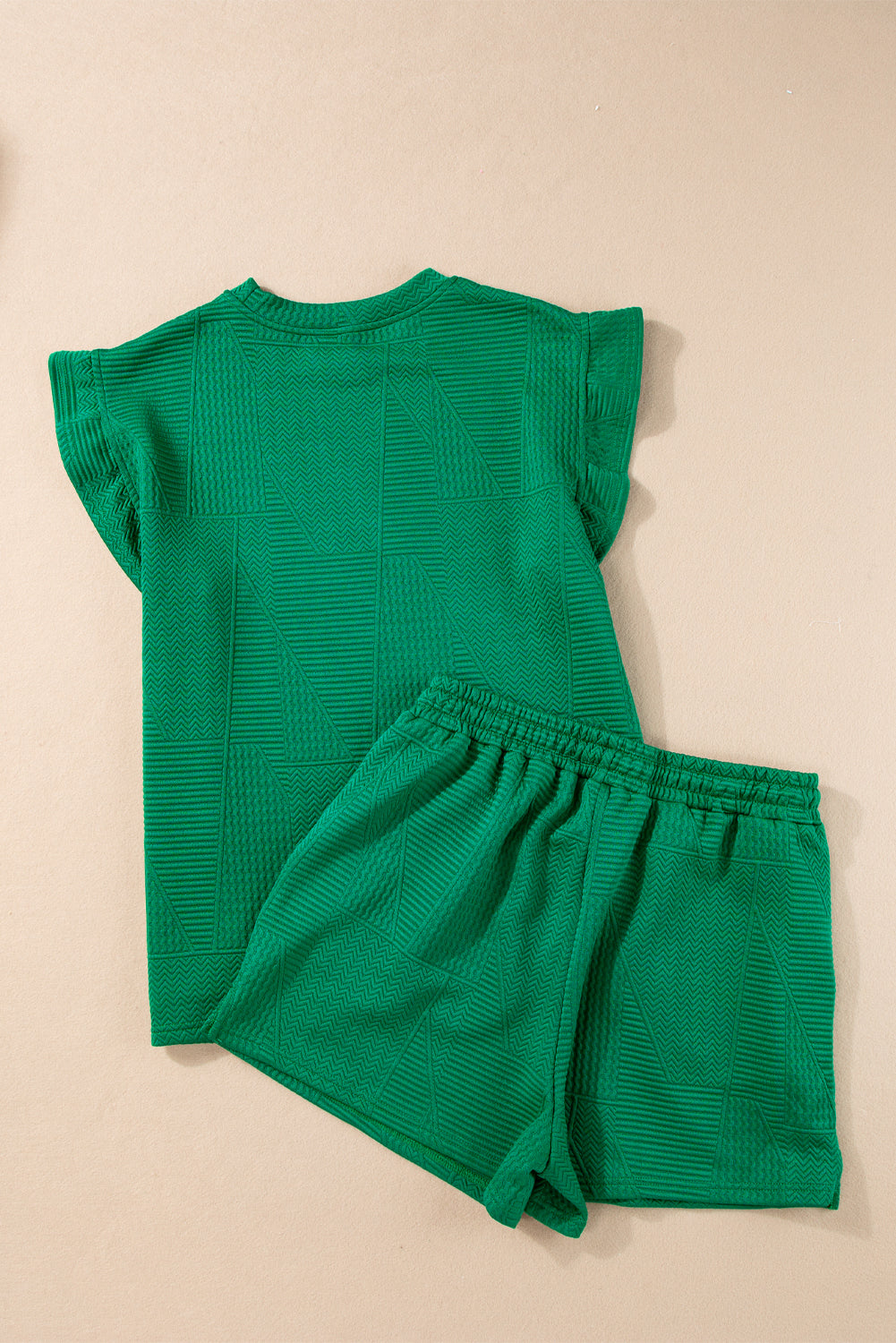 Textured Ruffle Top Shorts Set