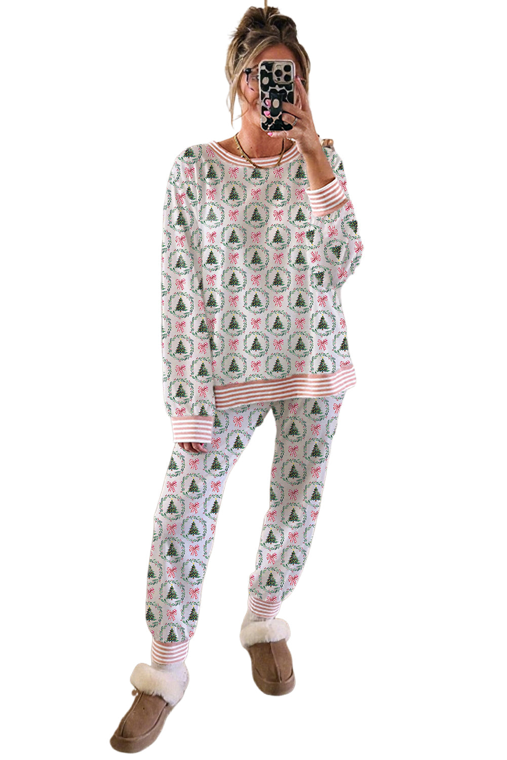 Christmas Tree Print  2pcs Lounge Set