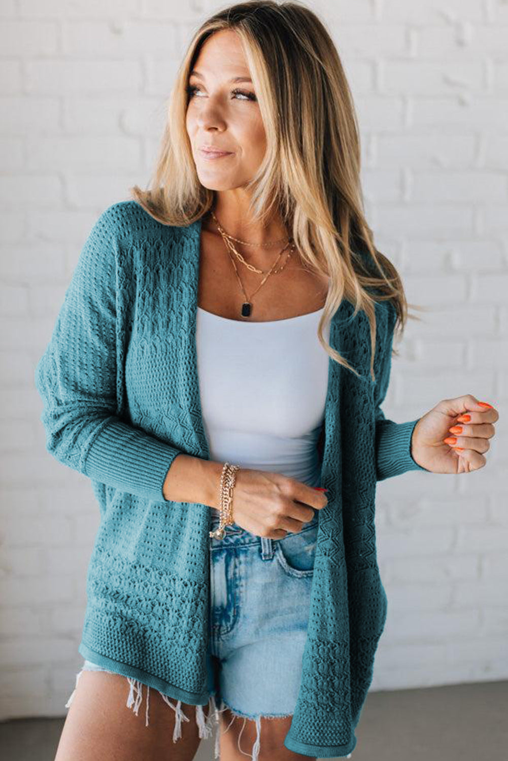 Mix Pattern Open Front Cardigan