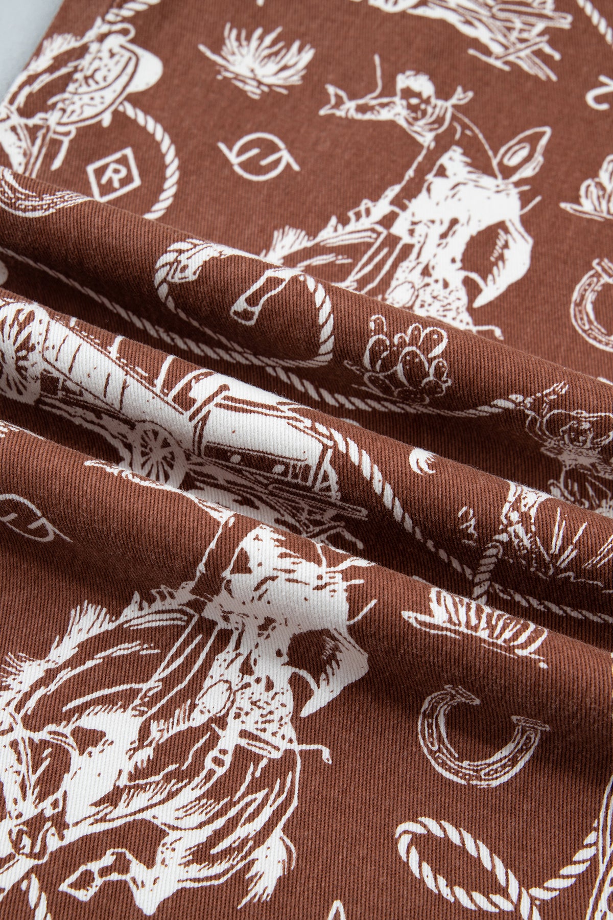 Brown Western Print Jeans