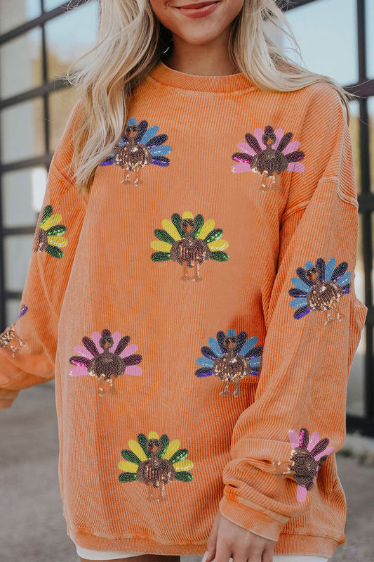 Sequin Turkey Oversized Sweatshirt