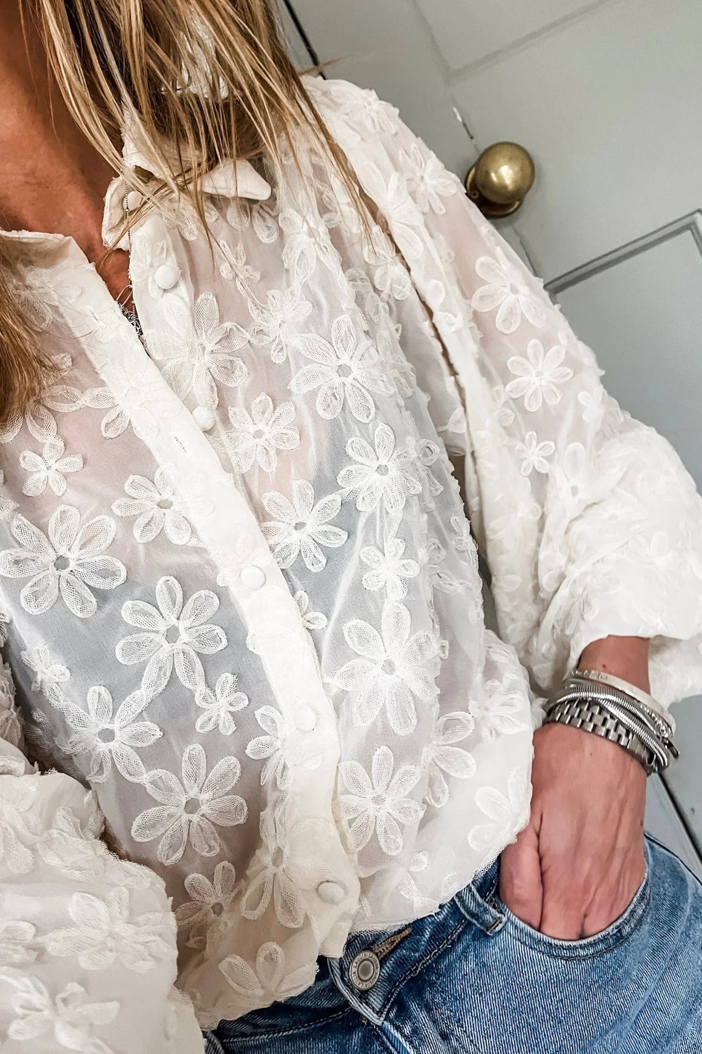 Sheer Floral Blouse