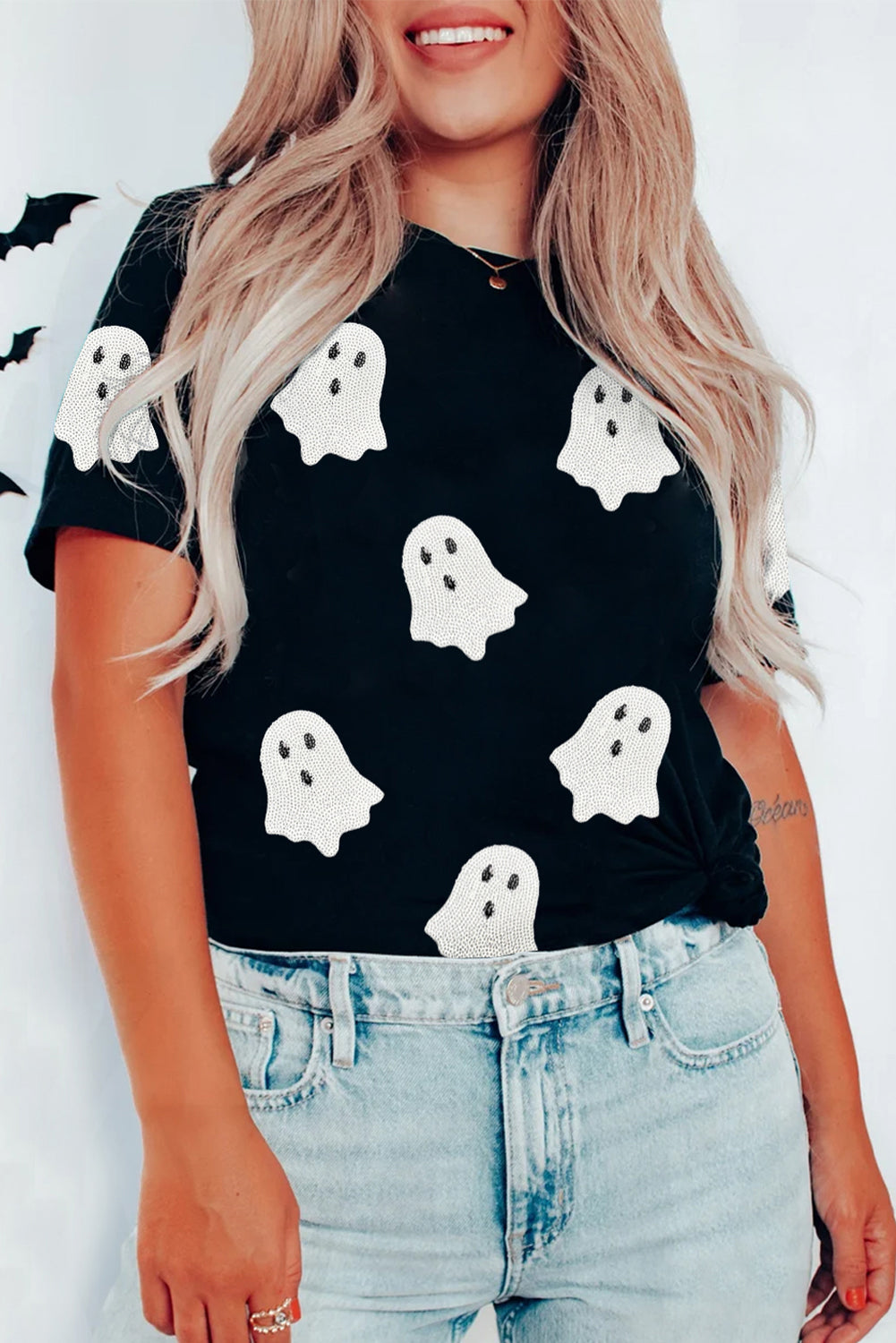 Sequin Halloween Ghost Tee
