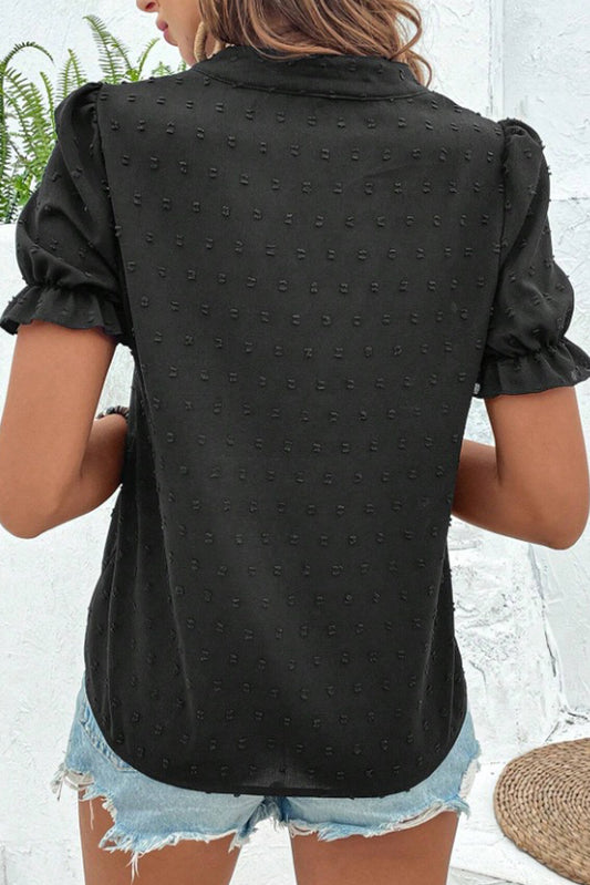 Black Embroidered Floral Blouse