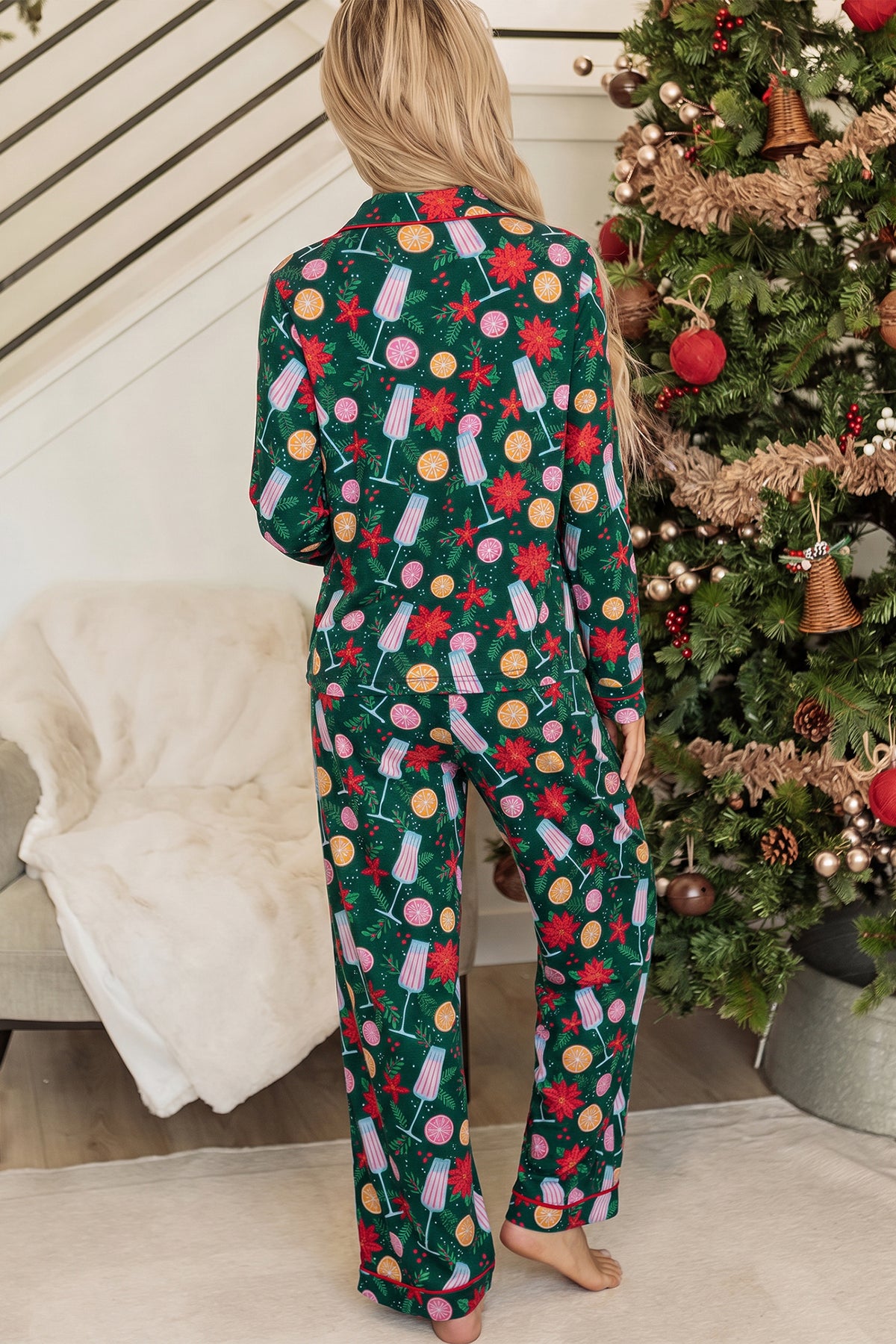 Green Christmas Print Pajamas