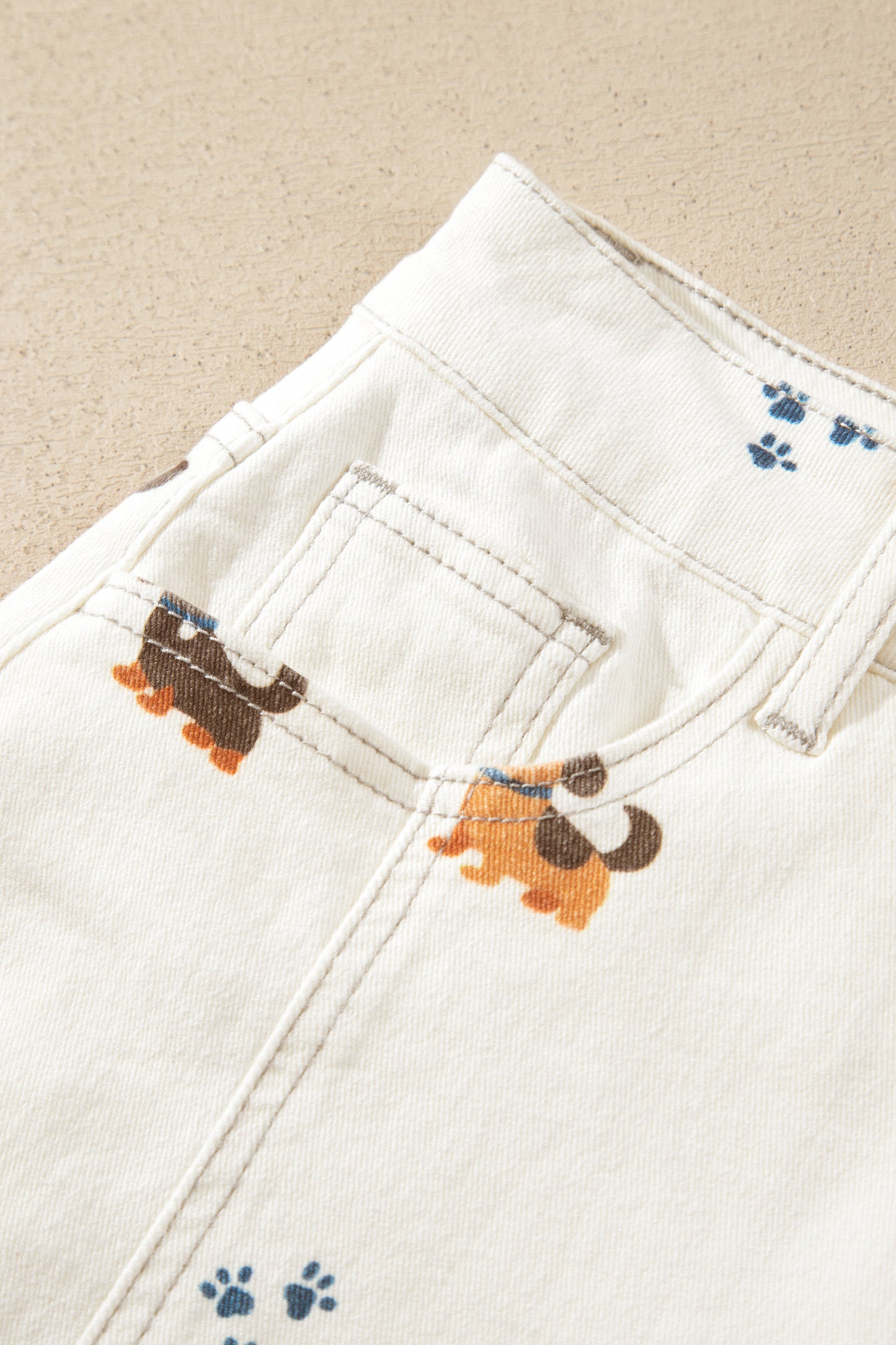 Dog Print Wide Leg Jeans