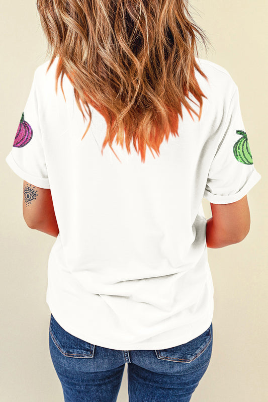 Sequin Pumpkin Patched T Shirt