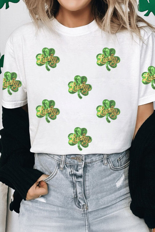 Sequin Lucky Clover Tee