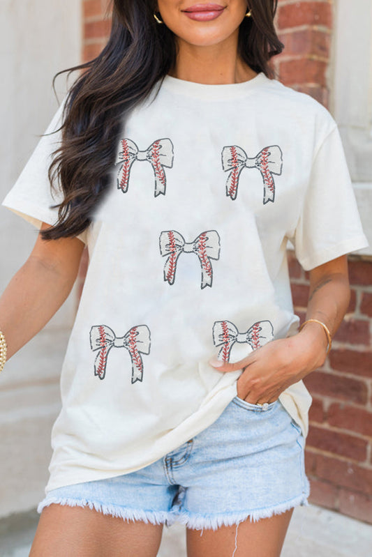 White Game Day Bow T Shirt