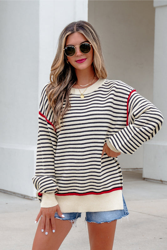 Black Stripe Oversized Sweater