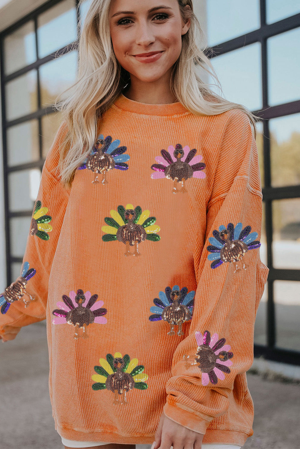 Sequin Turkey Oversized Sweatshirt